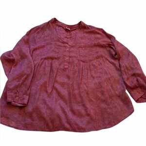 Boho Long Tab/Sleeves-V Neck-Front Button-2Front Pockets-Size 2X